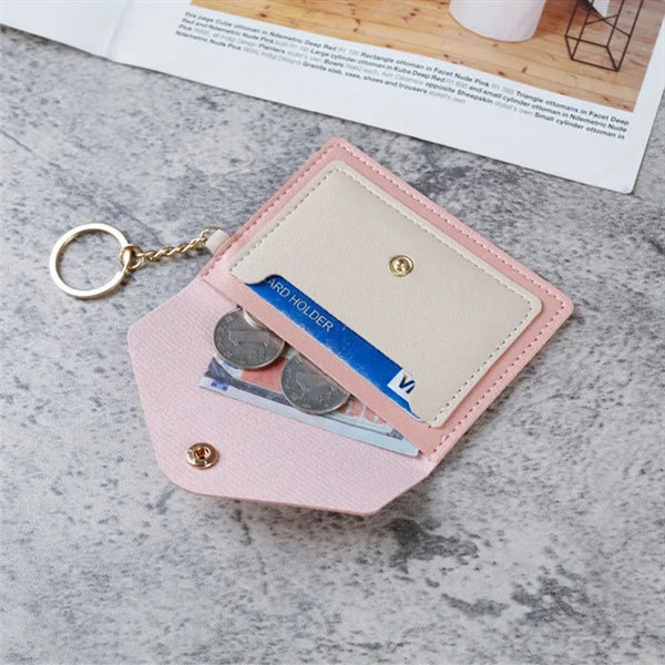 Purse Card Holder Wallet Money Bag In Leather With Keychain