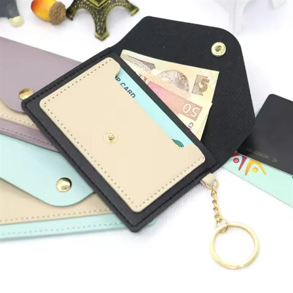 Purse Card Holder Wallet Money Bag In Leather With Keychain