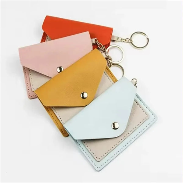 Purse Card Holder Wallet Money Bag In Leather With Keychain