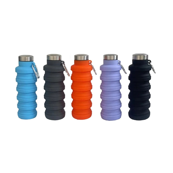 16 oz. Foldable Silicone Water Bottle with Carabiner
