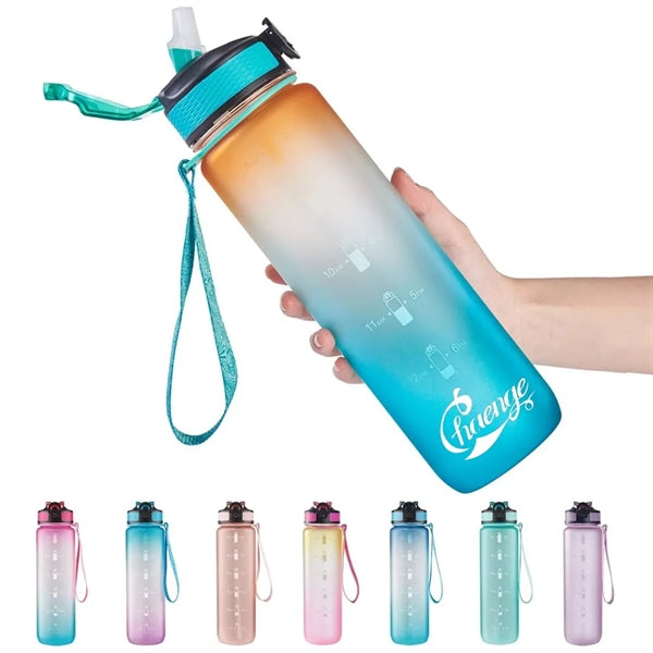 32 Oz Water Bottle With Time Marker And Carry Strap