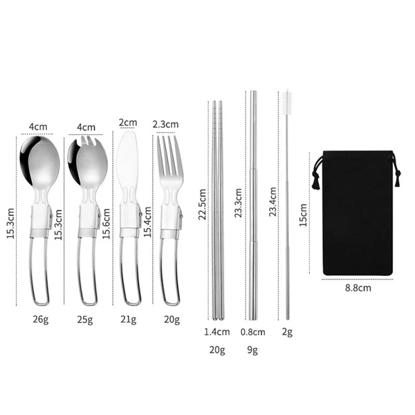 Outdoor 7-in-1 Folding Utensils Set Stainless Steel