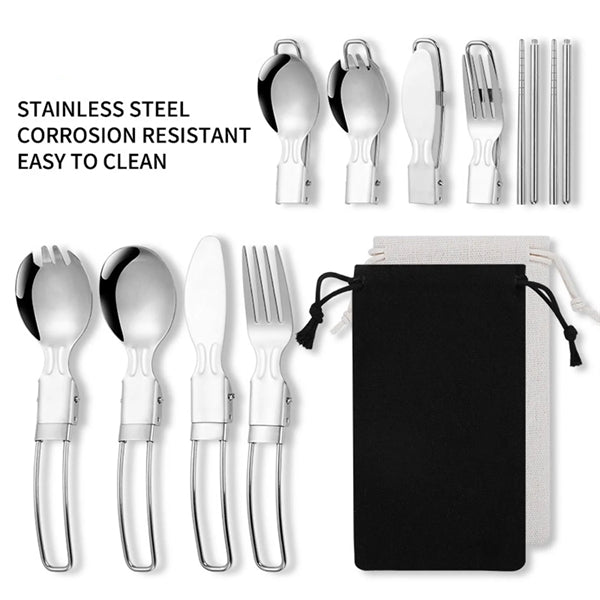 Outdoor 7-in-1 Folding Utensils Set Stainless Steel