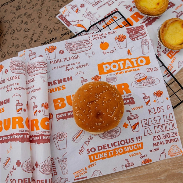 Printed Sandwich Hamburger Food Wrapper Paper