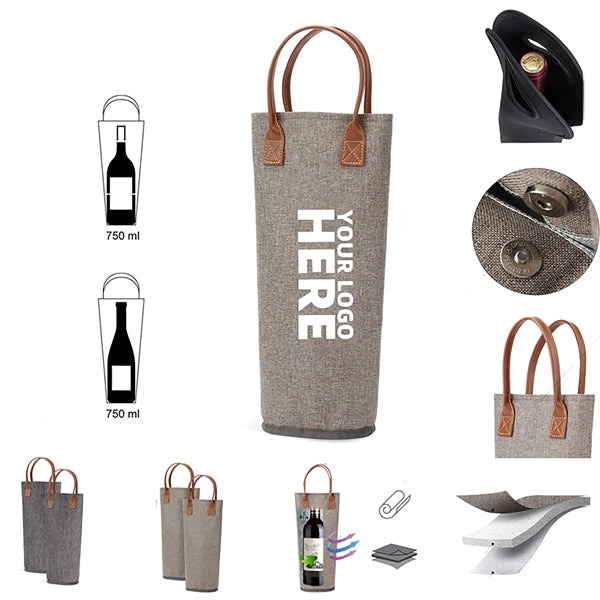 Single Bottle Insulated Wine Tote Bag