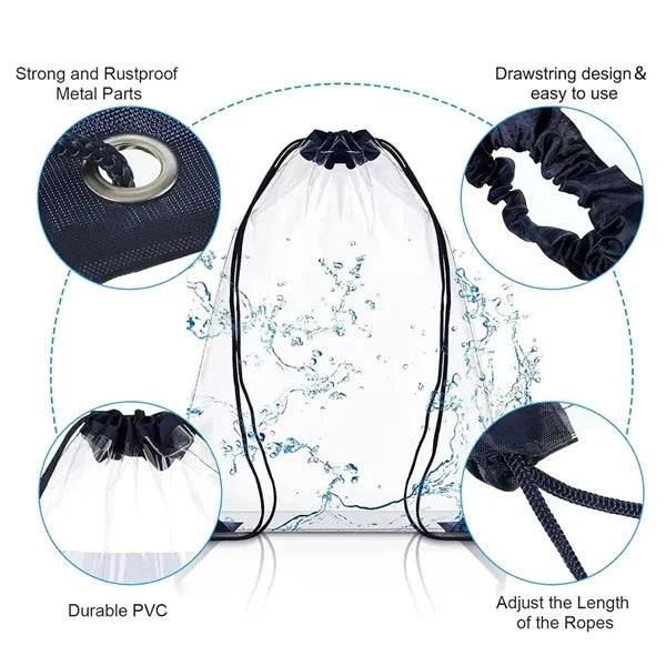Transparent Drawstring Backpack Cling Bag, Easy to Carry