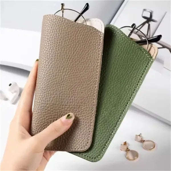 PU Case Leather Glasses Pouch Soft Sunglasses Makeup Holde