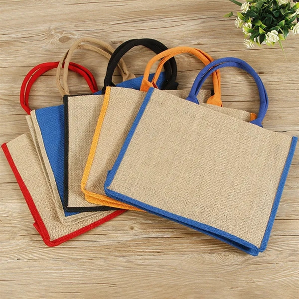 Jute Shopper Tote Bag