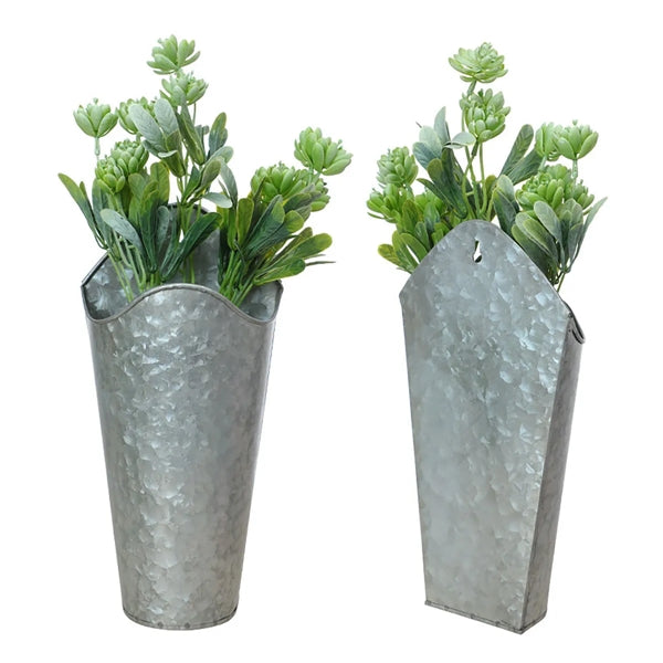 Galvanized Metal Wall Plants Holder Artificial Flower Vase