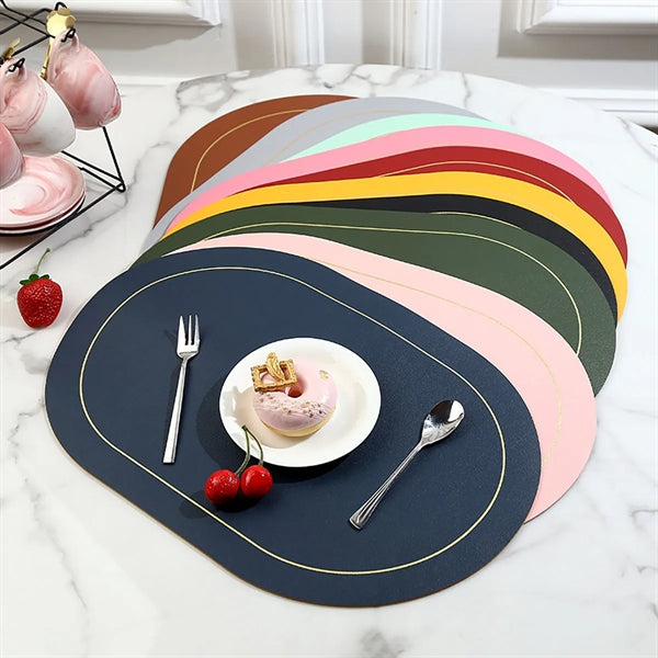 Oval Leather Insulated Placemat