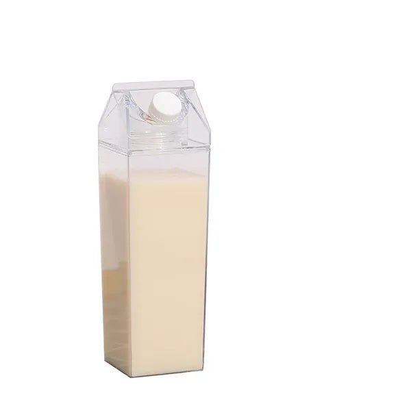 Milk Carton Water Bottle Transparent Plastic Portable Clear