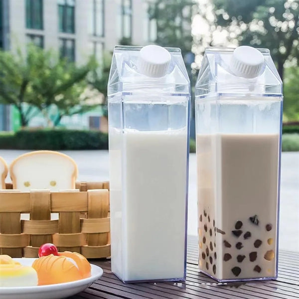 Milk Carton Water Bottle Transparent Plastic Portable Clear