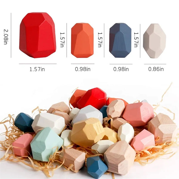 10pcs/set Wooden Balance Rocks Stacking Stones With Bag