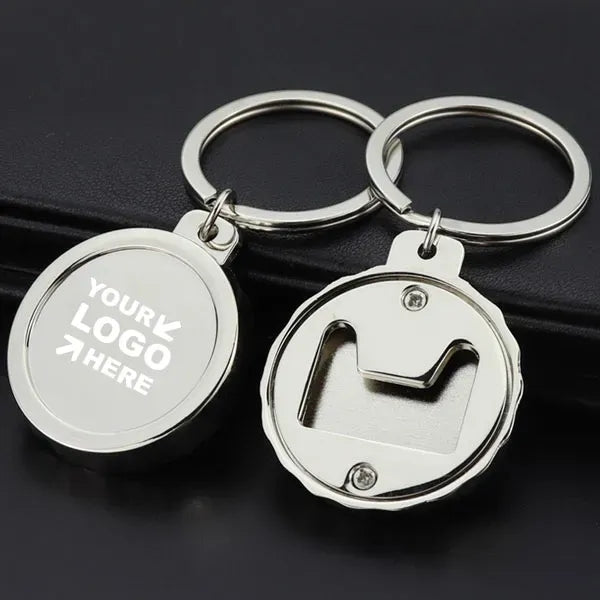 Metal Round Beer Bottle Cap Opener with Keychain