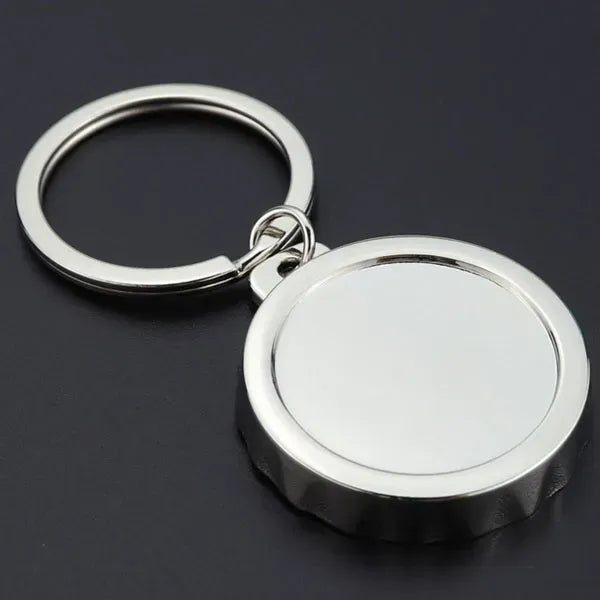 Metal Round Beer Bottle Cap Opener with Keychain