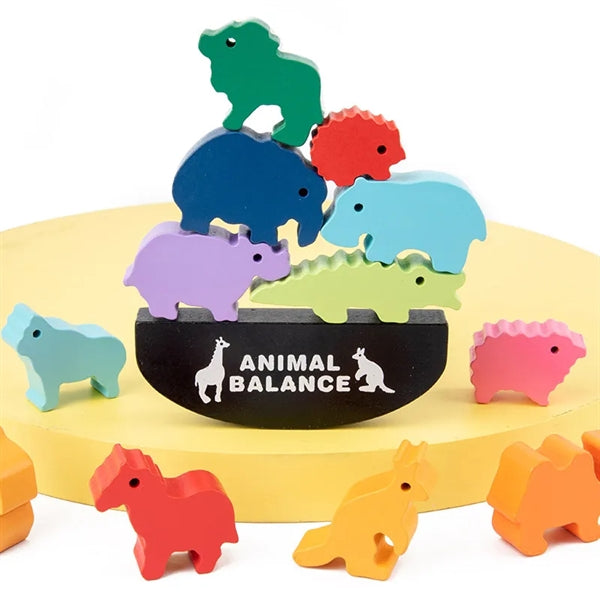 Wooden Balance Blocks Stacking Dinosaur Toys With Pouch Bag