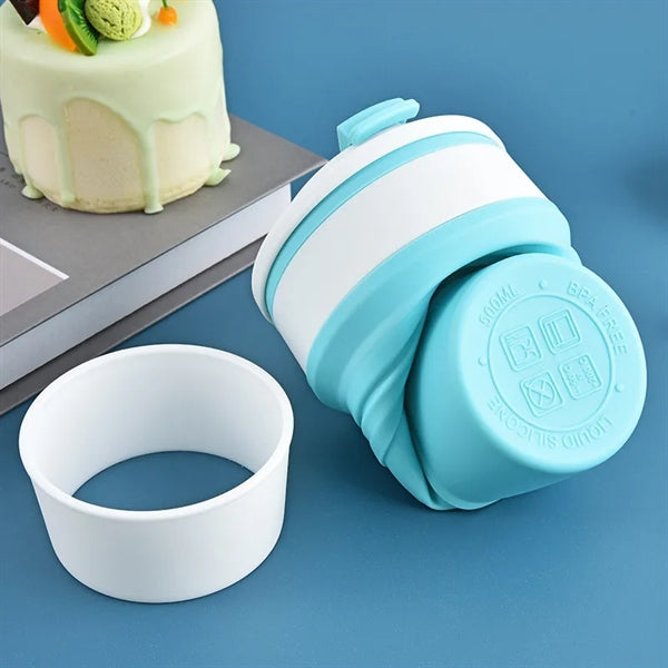 Silicone Collapsible Travel Folding Drinking Cup w/Lid