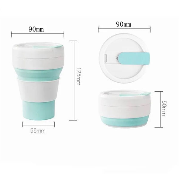 Silicone Collapsible Travel Folding Drinking Cup w/Lid