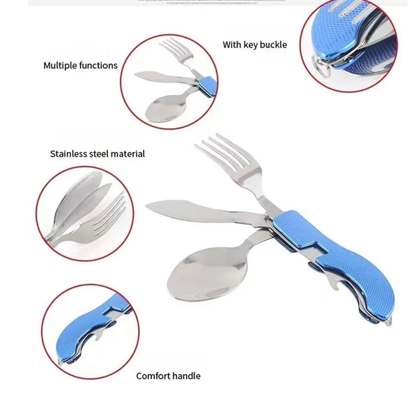Stainless Steel Folding Knife, Fork And Spoon