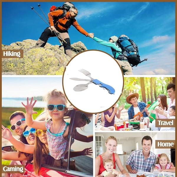 Stainless Steel Folding Knife, Fork And Spoon