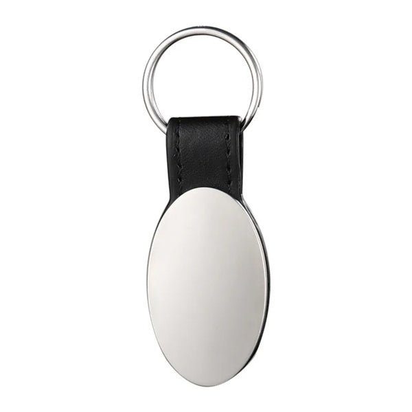 Oval Leather & Metal Keychains