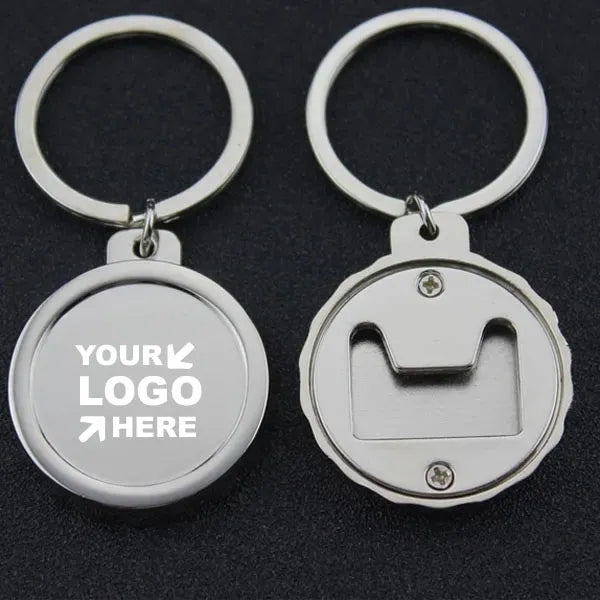 Metal Round Beer Bottle Cap Opener with Keychain