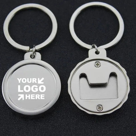 Metal Round Beer Bottle Cap Opener with Keychain