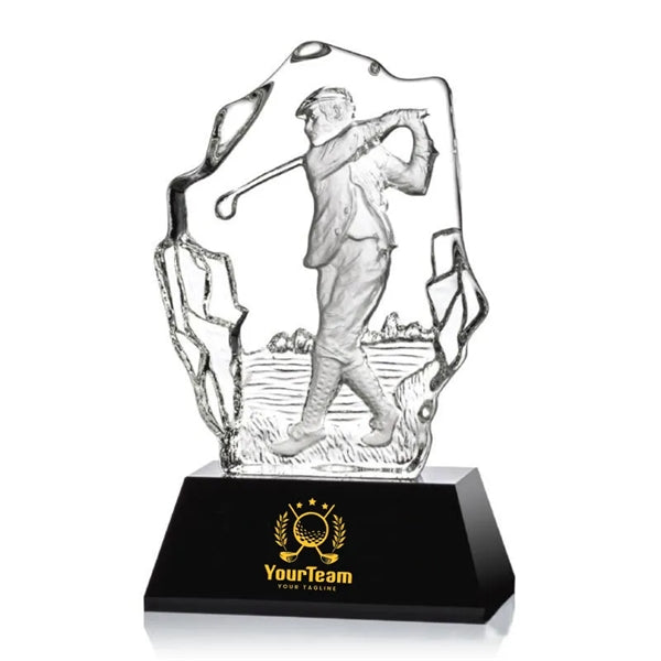 Crystal Golf Player Trophy