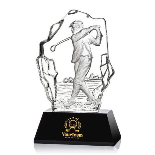 Crystal Golf Player Trophy