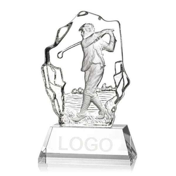 Crystal Golf Player Trophy
