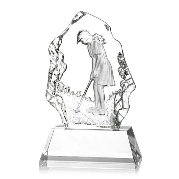 Crystal Golf Player Trophy