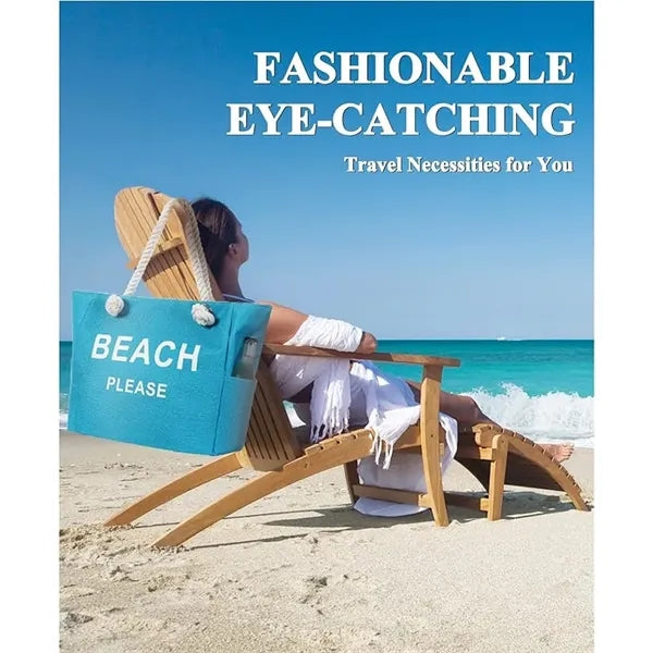 Large Canvas Beach Tote Bag with Zipper