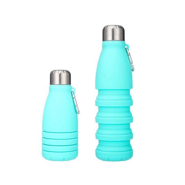 18 oz. Foldable Silicone Water Bottle with Carabiner
