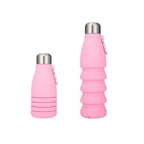 18 oz. Foldable Silicone Water Bottle with Carabiner