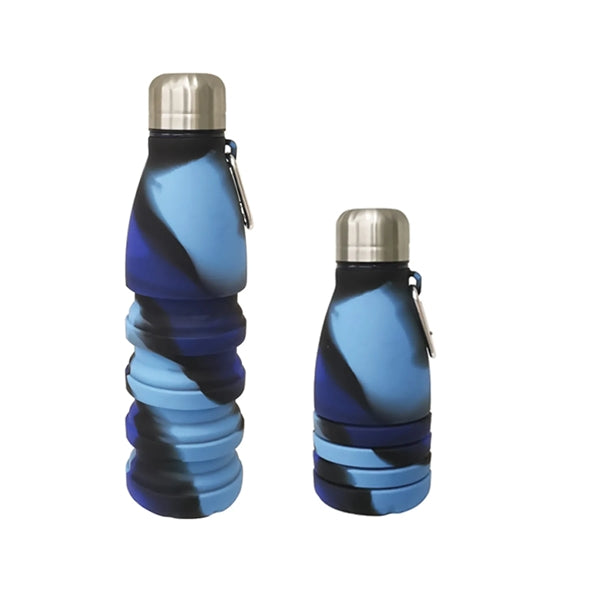 18 oz. Foldable Silicone Water Bottle with Carabiner