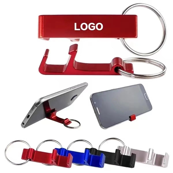 Multifunctional Bottle Opener With Phone Stand Keychain