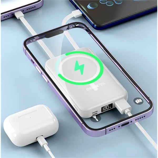 10,000 mAh Wireless Charging Power Bank 4 in 1