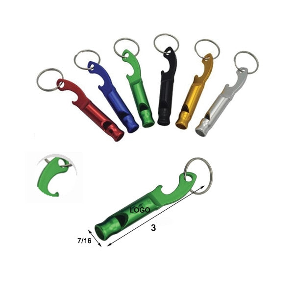 Whistle Keychain With Bottle Opener