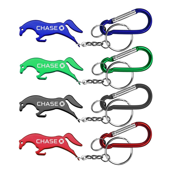 Horse Shape Bottle Opener Keychain and Carabiner