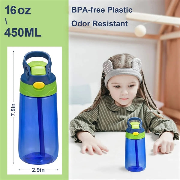 16oz Kids Water Bottle with Straw & Handle
