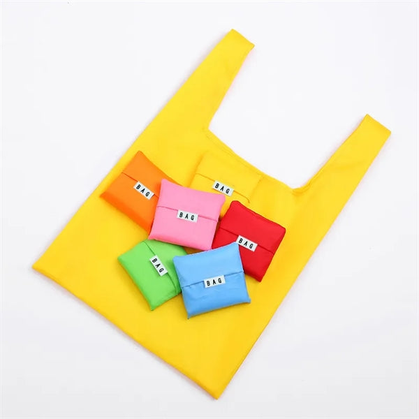 210T Foldable Shopping Grocery Tote Bag with Pocket