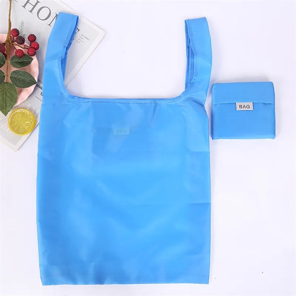 210T Foldable Shopping Grocery Tote Bag with Pocket