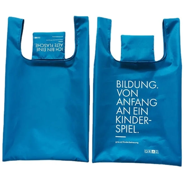 210T Foldable Shopping Grocery Tote Bag with Pocket