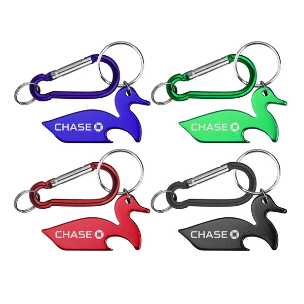 Duck Shape Bottle Opener with Key Chain & Carabiner