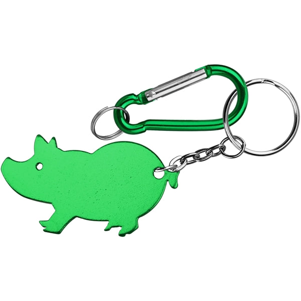 Jumbo Size Pig Shape Aluminum Bottle Opener with Carabiner