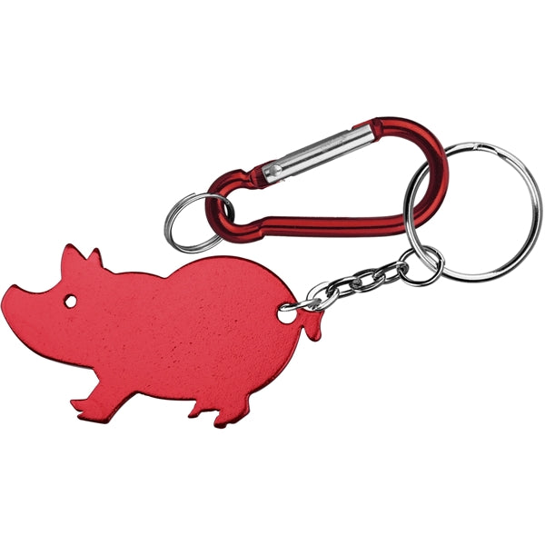 Jumbo Size Pig Shape Aluminum Bottle Opener with Carabiner