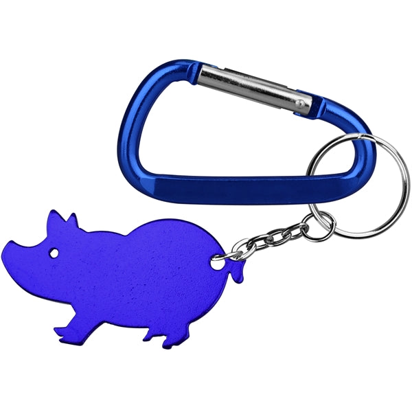 Jumbo Size Pig Shape Aluminum Bottle Opener with Carabiner