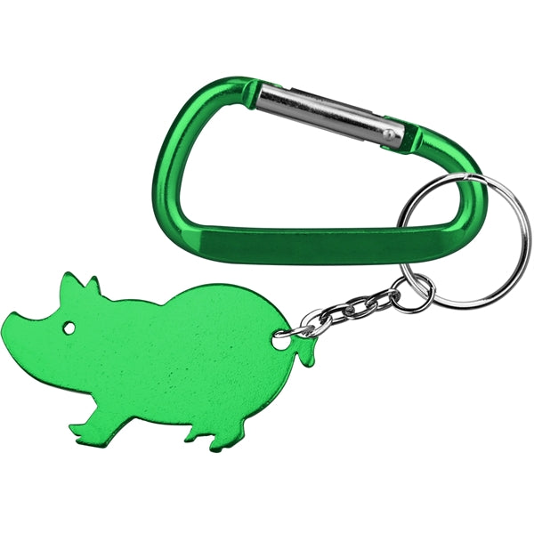 Jumbo Size Pig Shape Aluminum Bottle Opener with Carabiner