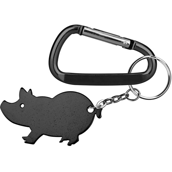 Jumbo Size Pig Shape Aluminum Bottle Opener with Carabiner