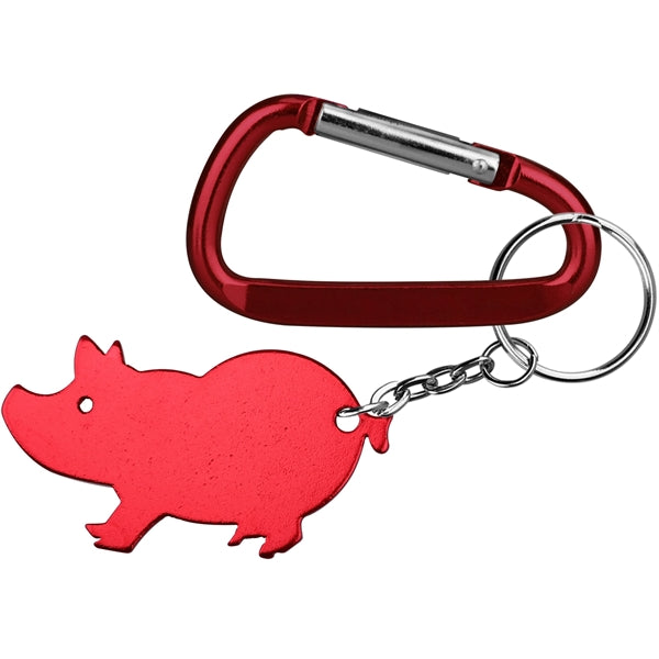 Jumbo Size Pig Shape Aluminum Bottle Opener with Carabiner